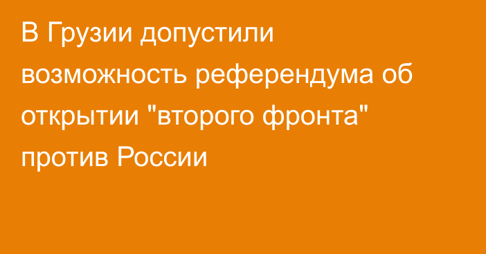 В Грузии допустили возможность референдума об открытии 