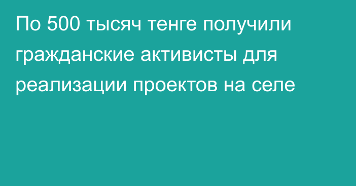 По 500 тысяч тенге получили гражданские активисты для реализации проектов на селе