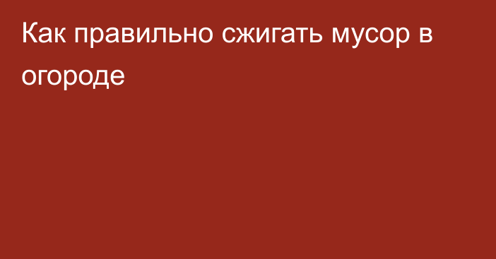 Как правильно сжигать мусор в огороде