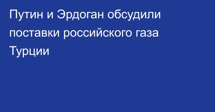 Путин и Эрдоган обсудили поставки российского газа Турции