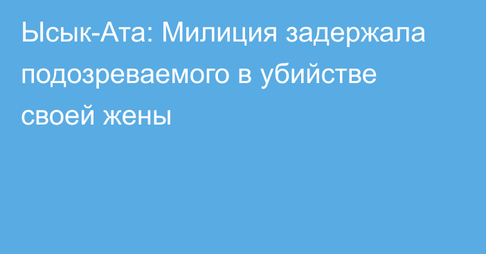 Ысык-Ата: Милиция задержала подозреваемого в убийстве своей жены