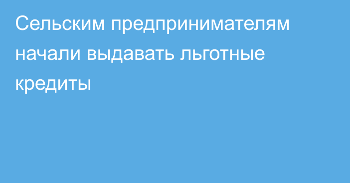 Сельским предпринимателям начали выдавать льготные кредиты