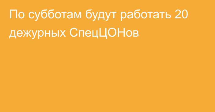 По субботам будут работать 20 дежурных СпецЦОНов