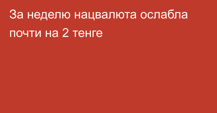 За неделю нацвалюта ослабла почти на 2 тенге