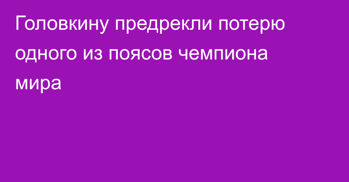 Головкину предрекли потерю одного из поясов чемпиона мира