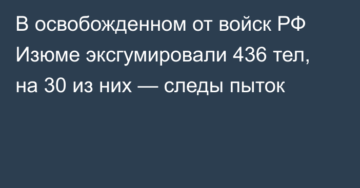 В освобожденном от войск РФ Изюме эксгумировали 436 тел, на 30 из них — следы пыток