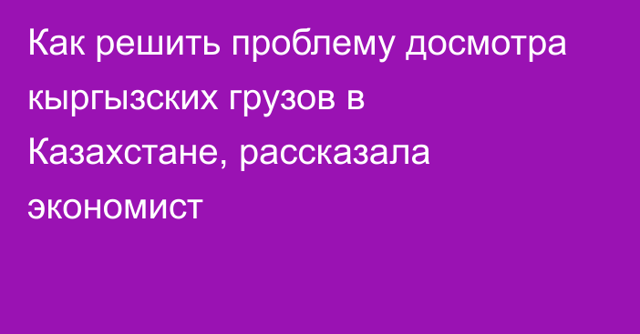 Как решить проблему досмотра кыргызских грузов в Казахстане, рассказала экономист