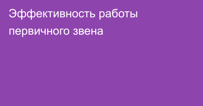 Эффективность работы первичного звена