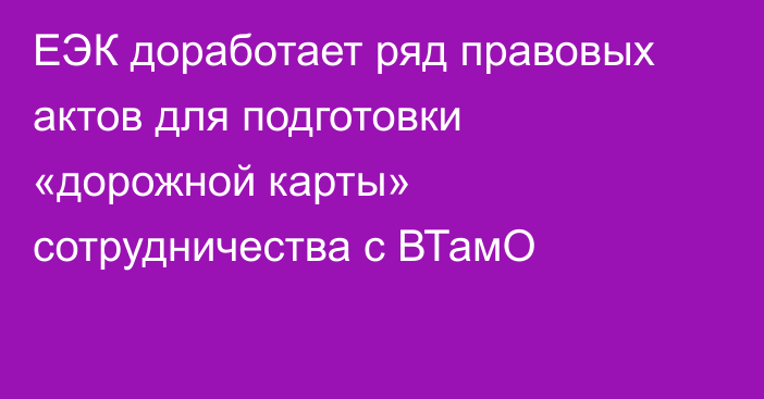 ЕЭК доработает ряд правовых актов для подготовки «дорожной карты» сотрудничества с ВТамО