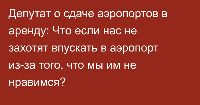 Депутат о сдаче аэропортов в аренду: Что если нас не захотят впускать в аэропорт из-за того, что мы им не нравимся?