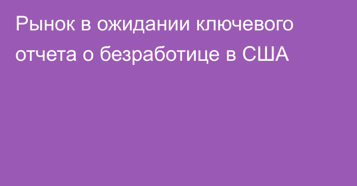 Рынок в ожидании ключевого отчета о безработице в США