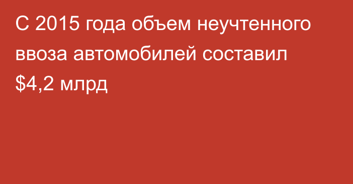 С 2015 года объем неучтенного ввоза автомобилей составил $4,2 млрд