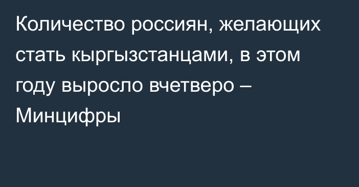 Количество россиян, желающих стать кыргызстанцами, в этом году выросло вчетверо – Минцифры