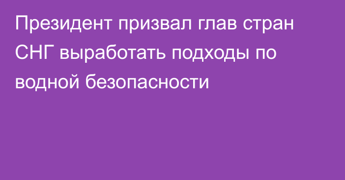 Президент призвал глав стран СНГ выработать подходы по водной безопасности