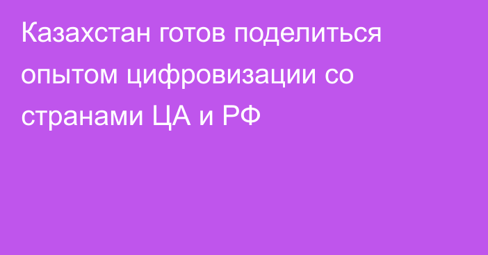 Казахстан готов поделиться опытом цифровизации со странами ЦА и РФ