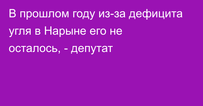 В прошлом году из-за дефицита угля в Нарыне его не осталось, - депутат