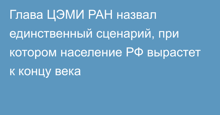 Глава ЦЭМИ РАН назвал единственный сценарий, при котором население РФ вырастет к концу века