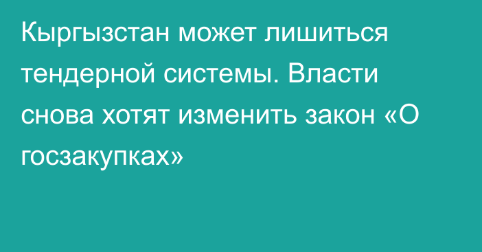 Кыргызстан может лишиться тендерной системы. Власти снова хотят изменить закон «О госзакупках»