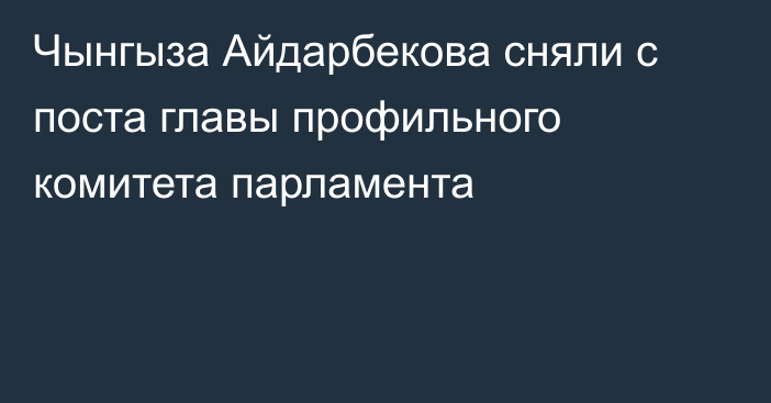 Чынгыза Айдарбекова сняли с поста главы профильного комитета парламента