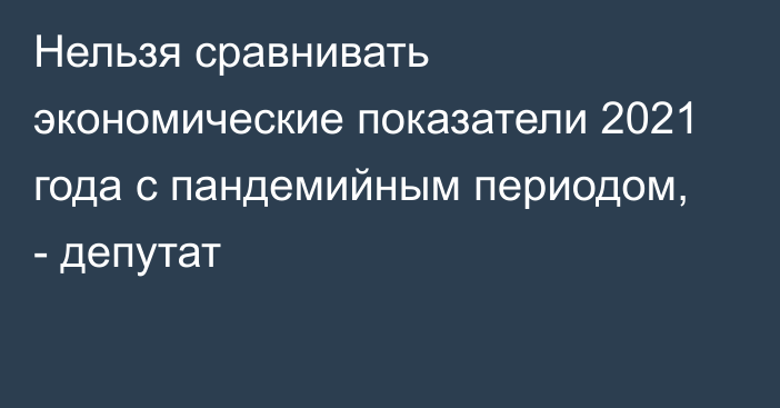 Нельзя сравнивать экономические показатели 2021 года с пандемийным периодом, - депутат