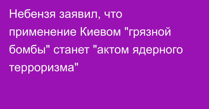 Небензя заявил, что применение Киевом 