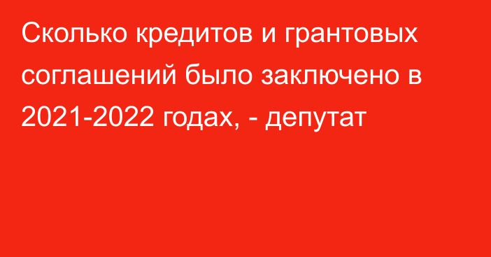 Сколько кредитов и грантовых соглашений было заключено в 2021-2022 годах, - депутат