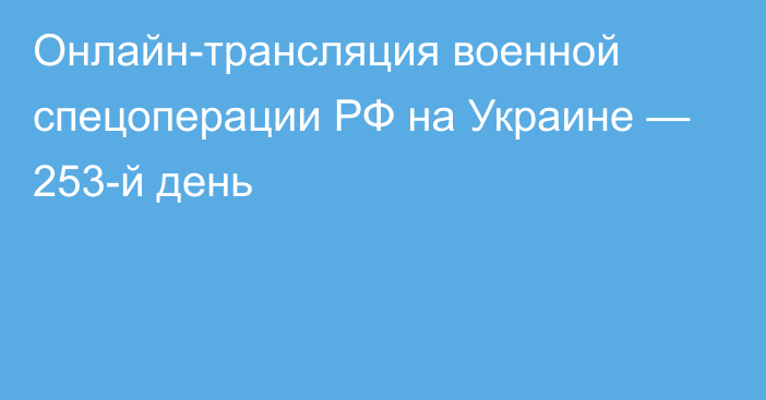 Онлайн-трансляция военной спецоперации РФ на Украине — 253-й день