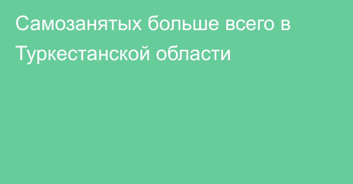 Самозанятых больше всего в Туркестанской области