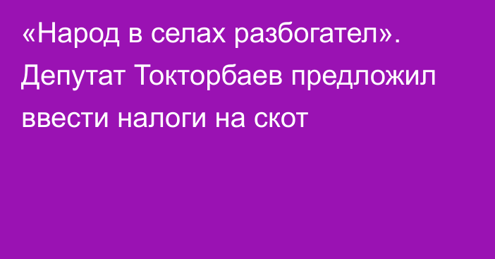 «Народ в селах разбогател». Депутат Токторбаев предложил ввести налоги на скот