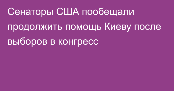 Сенаторы США пообещали продолжить помощь Киеву после выборов в конгресс