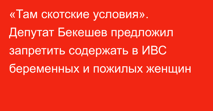 «Там скотские условия». Депутат Бекешев предложил запретить содержать в ИВС беременных и пожилых женщин