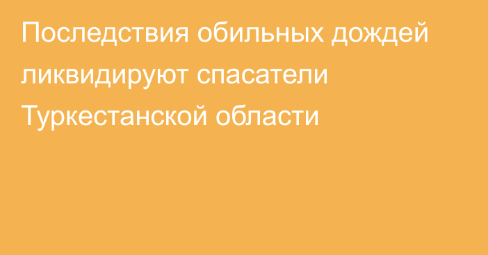 Последствия обильных дождей ликвидируют спасатели Туркестанской области