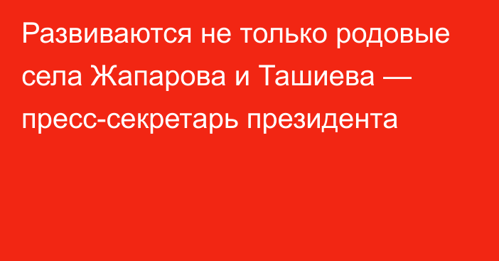 Развиваются не только родовые села Жапарова и Ташиева — пресс-секретарь президента