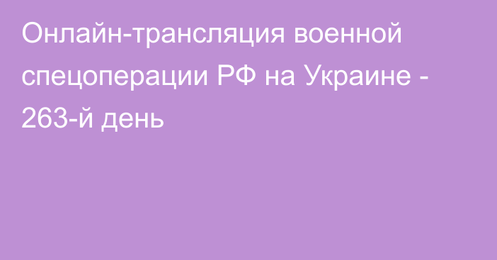 Онлайн-трансляция военной спецоперации РФ на Украине - 263-й день