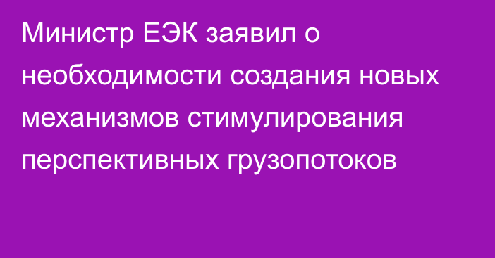 Министр ЕЭК заявил о необходимости создания новых механизмов стимулирования перспективных грузопотоков