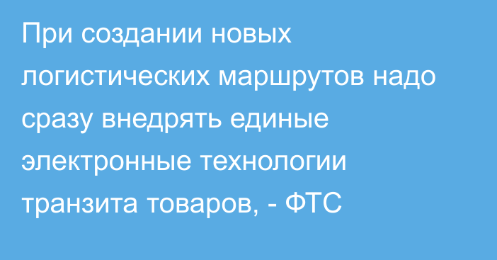 При создании новых логистических маршрутов надо сразу внедрять единые электронные технологии транзита товаров, - ФТС