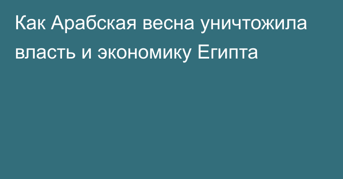 Как Арабская весна уничтожила власть и экономику Египта