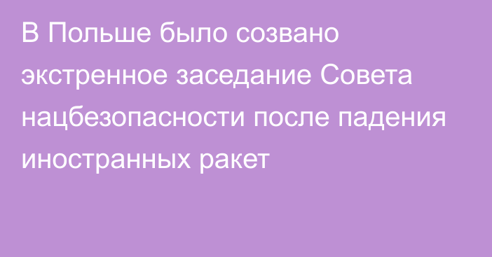 В Польше было созвано экстренное заседание Совета нацбезопасности после падения иностранных ракет