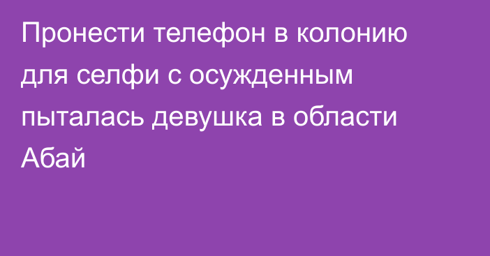 Пронести телефон в колонию для селфи с осужденным пыталась девушка в области Абай