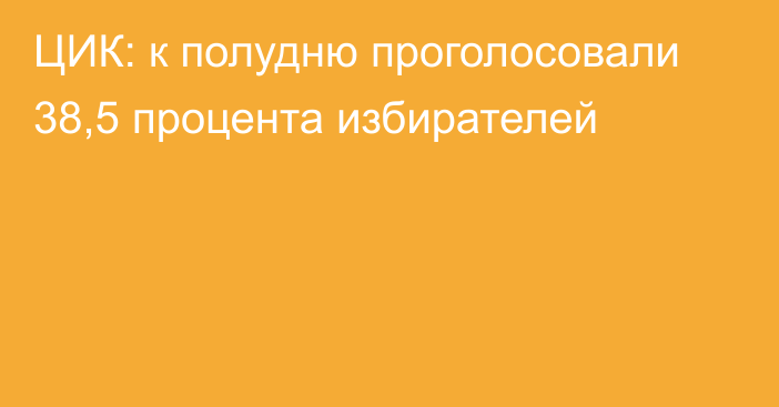 ЦИК: к полудню проголосовали 38,5 процента избирателей