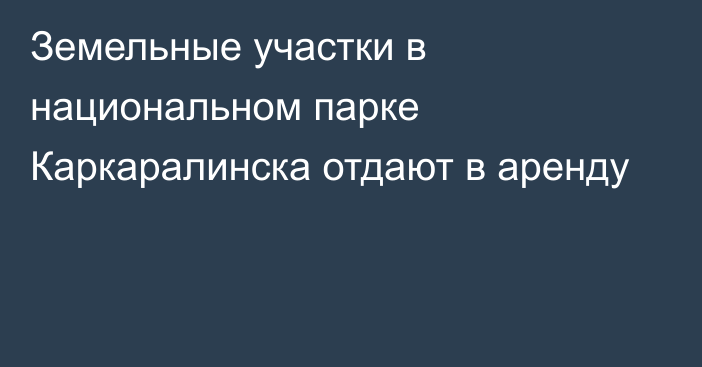 Земельные участки в национальном парке Каркаралинска отдают в аренду