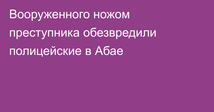 Вооруженного ножом преступника обезвредили полицейские в Абае