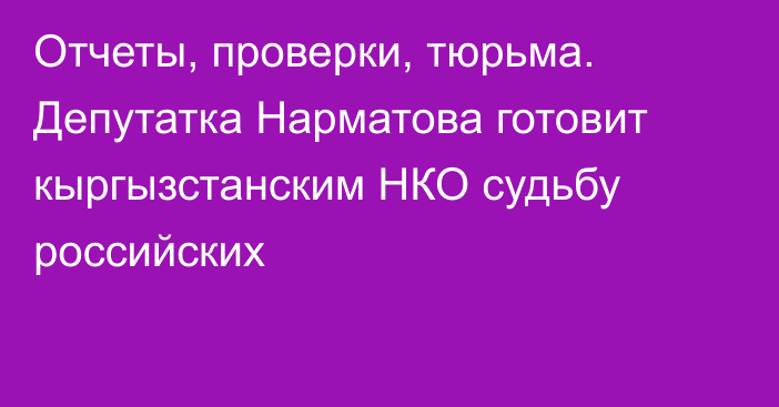 Отчеты, проверки, тюрьма. Депутатка Нарматова готовит кыргызстанским НКО судьбу российских