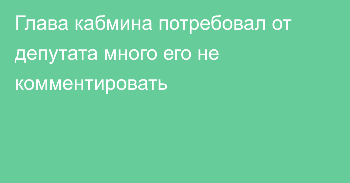 Глава кабмина потребовал от депутата много его не комментировать