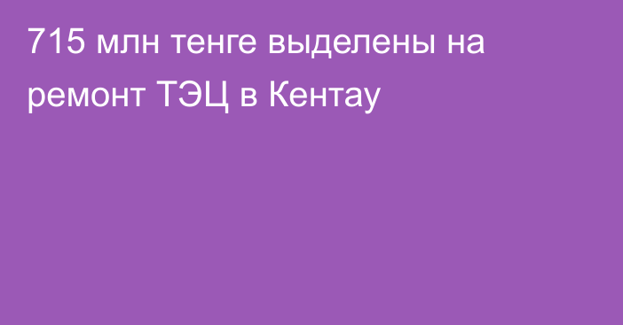 715 млн тенге выделены на ремонт ТЭЦ в Кентау