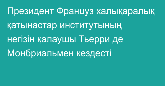 Президент Француз халықаралық қатынастар институтының негізін қалаушы Тьерри де Монбриальмен кездесті