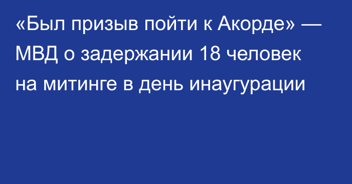 «Был призыв пойти к Акорде» — МВД о задержании 18 человек на митинге в день инаугурации