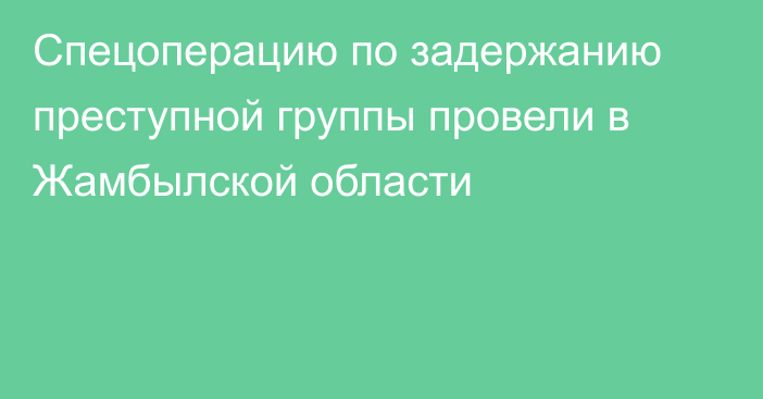 Спецоперацию по задержанию преступной группы провели в Жамбылской области