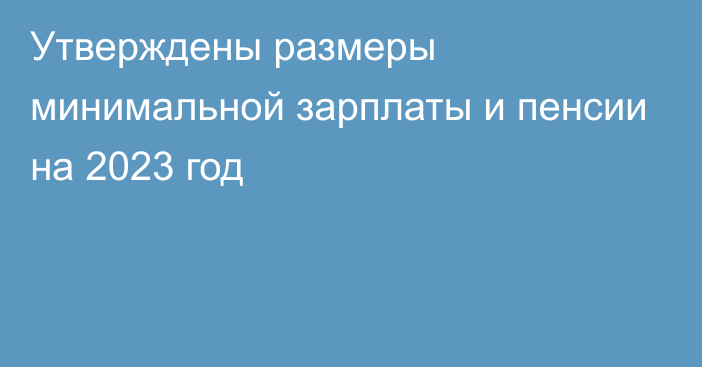 Утверждены размеры минимальной зарплаты и пенсии на 2023 год