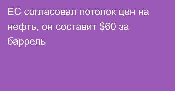 ЕС согласовал потолок цен на нефть, он составит $60 за баррель